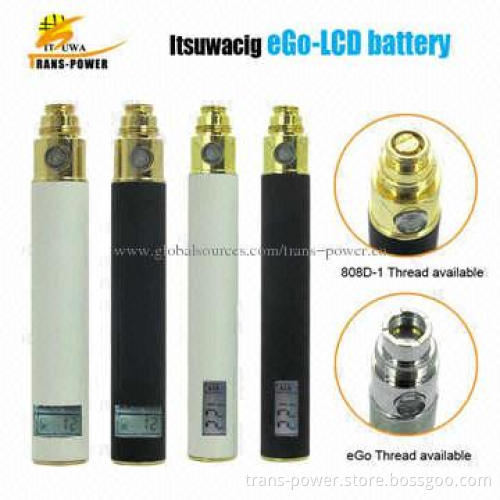 eGo LCD Batteries, Hot-sale in USA Market, 650/900/1,100mAh Battery Capacity, High Quality